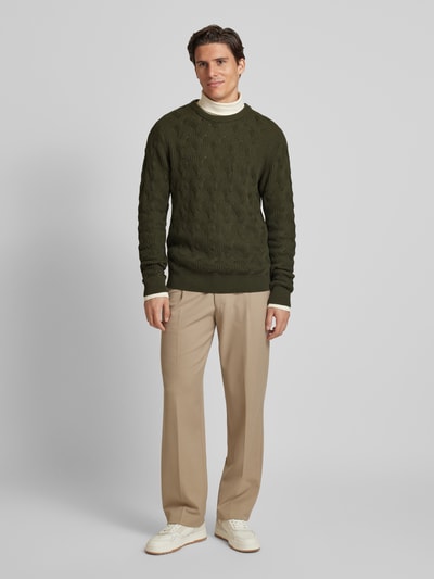 SELECTED HOMME Gebreide pullover met structuurmotief, model 'CALLIS' Donkergroen - 1