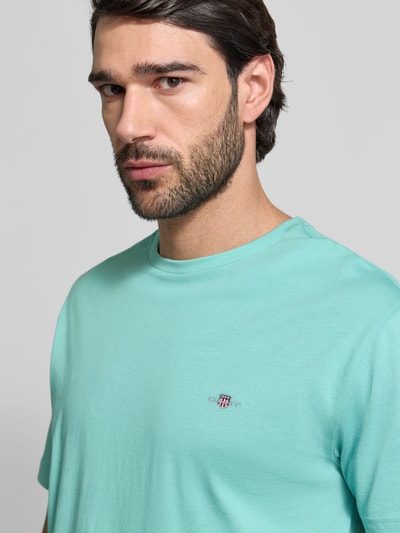 GANT T-shirt o kroju regular fit z wyhaftowanym logo Turkusowy 3
