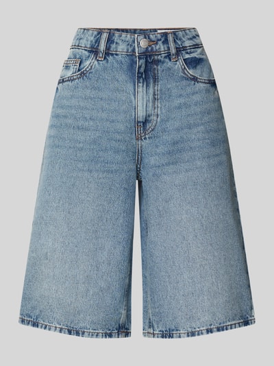 Produktfoto, Jeansshorts mit Eingrifftaschen Modell 'MINDIE' von Noisy May, Reine Baumwolle, Regular-Fit, Bundweite S: 39 cm, Innenbeinlänge S: 31 cm, mittelblau, leicht strukturierte Oberfläche