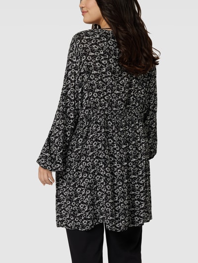 KAFFE Curve Blouseshirt met all-over motief, model 'Riona' Zwart - 5