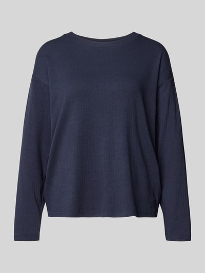 CCDK Copenhagen Pyjamabovendeel met geribde ronde hals, model 'Anna' Donkerblauw - 1