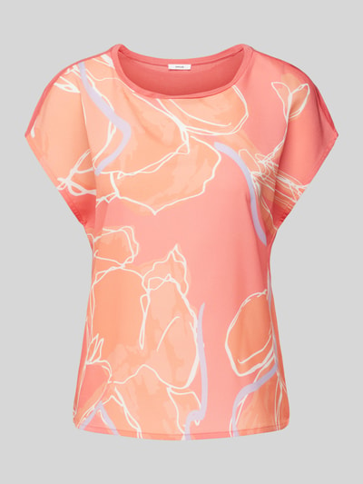 OPUS T-shirt van viscose met all-over motief, model 'Stini' Koraal - 2