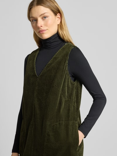 Christian Berg Woman Knielanges Kleid aus Cord mit V-Ausschnitt Dunkelgruen 3
