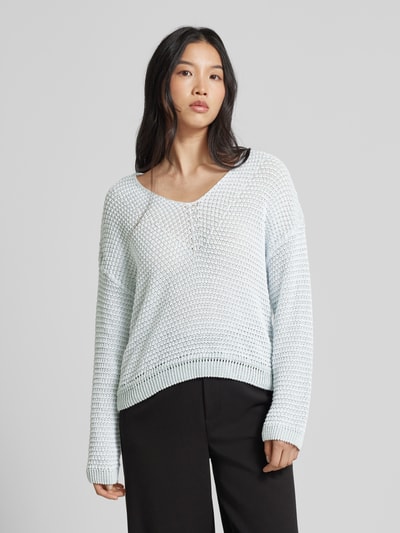 Marc Cain Gebreide pullover met V-hals Rookblauw - 4