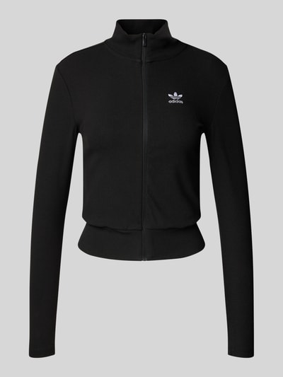 adidas Originals Kurtka prążkowana z wyhaftowanym logo i zamkiem błyskawicznym Czarny 2