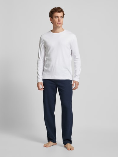 BOSS Regular fit sweatpants met structuurmotief Marineblauw - 1