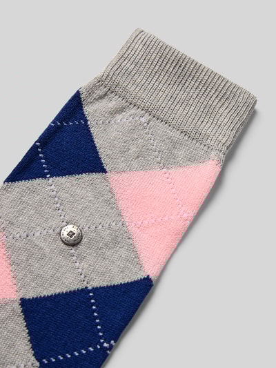 Burlington Sokken met argyle-stitching, model 'Covent' Middengrijs - 2