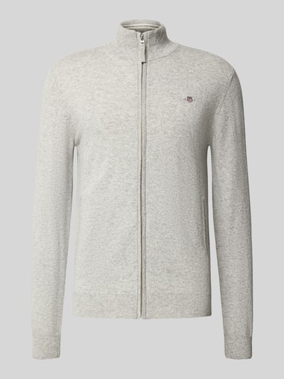 Gant Strickjacke mit Reißverschluss Mittelgrau Melange 2