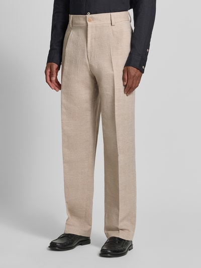 HUGO Modern Fit Anzughose mit Baumwoll und Leinen Anteil Sand 4