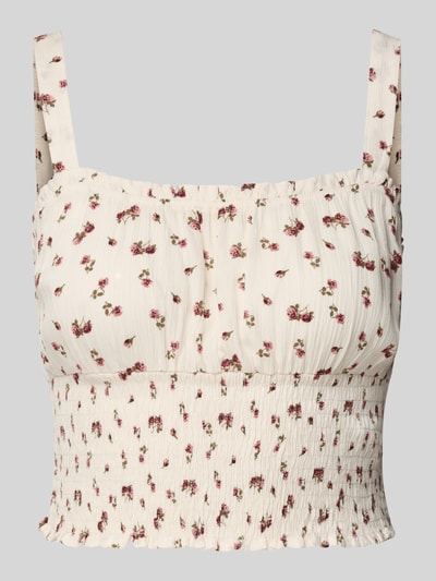 Review Korte top met smokdetails Beige - 2