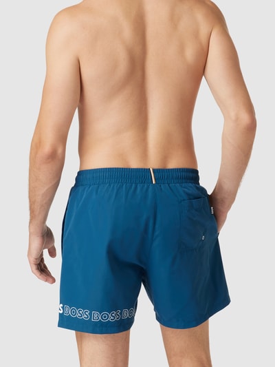 BOSS Badehose mit Label-Print Modell 'Dolphin' Blau 4