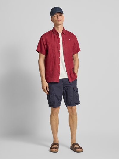 Napapijri Regular Fit Freizeithemd aus reinem Leinen Bordeaux 1
