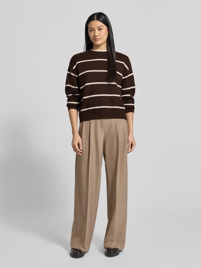 MANGO Strickpullover mit Rundhalsausschnitt Modell 'MARINA' Dunkelbraun 1