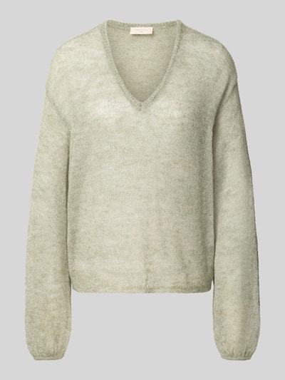 Produktfoto, Relaxed Fit pullover met alpaca-aandeel Model 'Dido' van FREE/QUENT, Materiaalmix met katoen-alpacawol, dames, semi-transparant, V-hals, ruglengte maat S 56 cm, mouwlengte maat S 55 cm