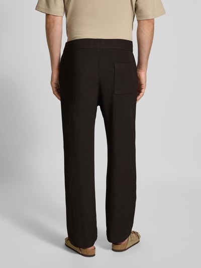 JAKE*S STUDIO MEN Sweatpants in Ripp-Optik mit elastischem Bund Dunkelbraun 5