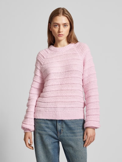 Pieces Regular fit gebreide pullover met structuurmotief, model 'JAYDA' Roze - 4