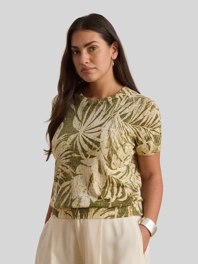 Lauren Ralph Lauren Sweter z mieszanki lnu i bawełny z krótkimi rękawami Oliwkowy 6