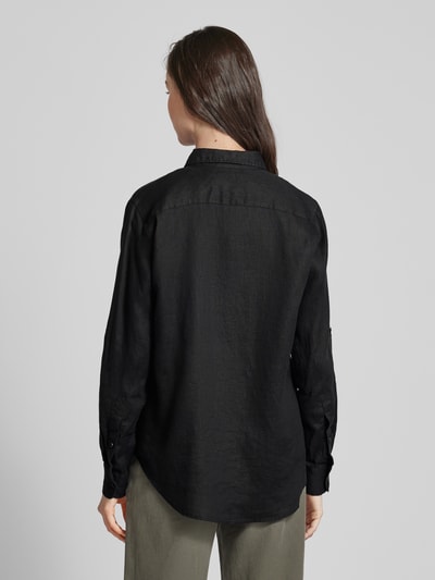 Lauren Ralph Lauren Linnen blouse met afgeronde zoom, model 'KARRIE' Zwart - 5