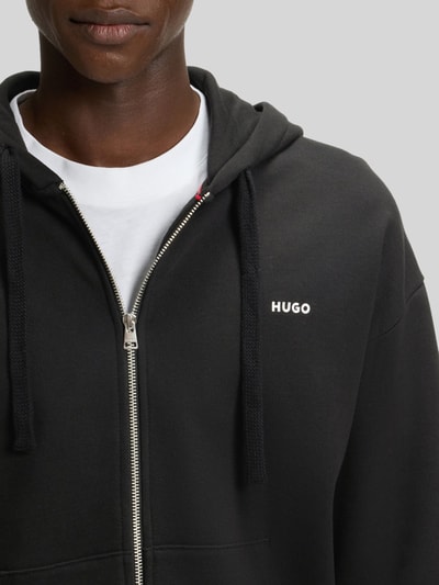 HUGO Relaxed fit sweatjack van puur katoen model 'DAPOZIP' Zwart - 3