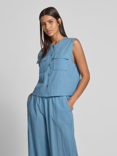 JAKE*S STUDIO WOMAN Regular fit blousetop met klepzakken op de borst IJsblauw - 4