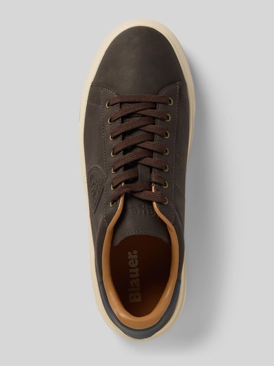 Blauer USA Sneaker mit Label-Patch Dunkelbraun 3