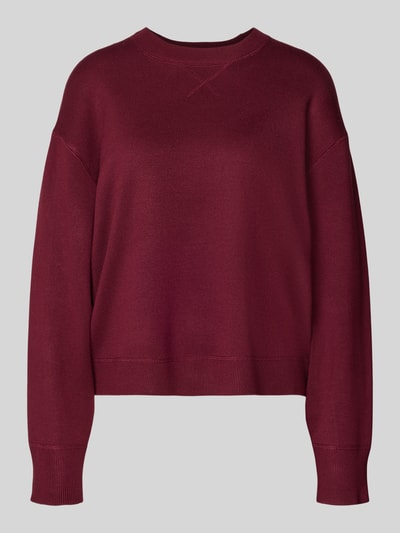 Jake*s Casual Oversized gebreide pullover met ribboorden Aubergine - 2