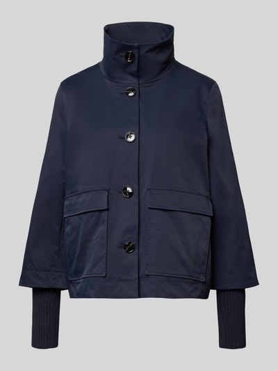 Produktfoto, Jacke mit Stehkragen und Pattentaschen von Christian Berg Woman Selection in Dunkelblau, Regular Fit, große Knöpfe, glatte Textur