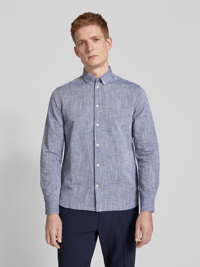 Knowledge Cotton Apparel Regular Fit Freizeithemd mit Button-Down-Kragen Dunkelblau 4