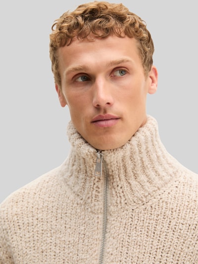 Marc O'Polo Strickjacke aus Schurwolle mit Stehkragen Beige 3