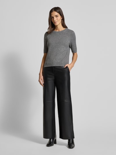 comma Stoffen broek in leerlook Zwart - 1