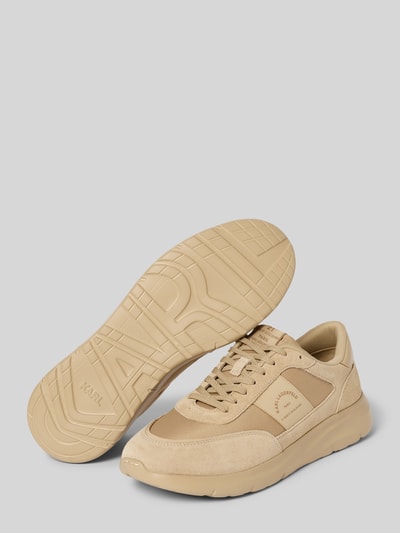 Karl Lagerfeld Leren sneakers met labelprint, model 'SERGER' Beige - 4