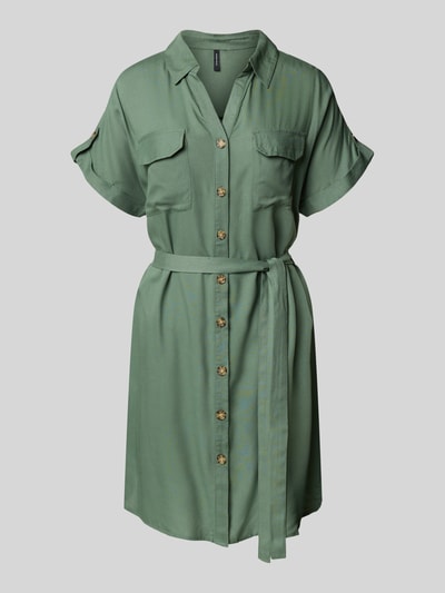 Vero Moda Getailleerde mini-jurk van pure viscose, model 'BUMPY' Lindegroen - 2