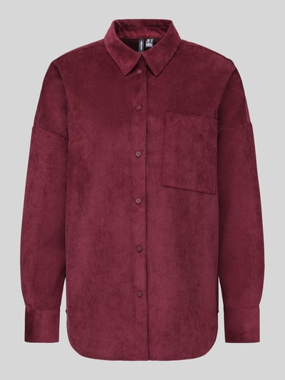 VERO MODA oversized fit blouse met lange mouwen met borstzak model 'SANNE' Donkerrood - 2