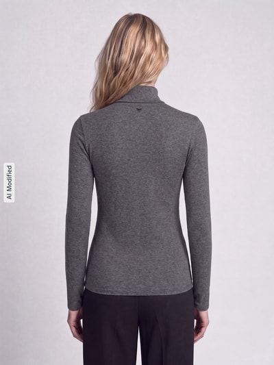 Weekend Max Mara Slim Fit Langarmshirt aus Viskose-Mix Modell 'MULTIF' Anthrazit 5