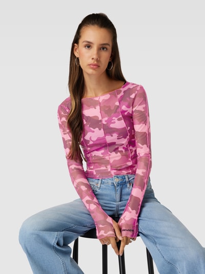 Review Longsleeve Mesh Top mit Nähten Fuchsia 3