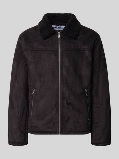 REVIEW Jacke in Leder-Optik mit Reißverschlusstaschen Black 1