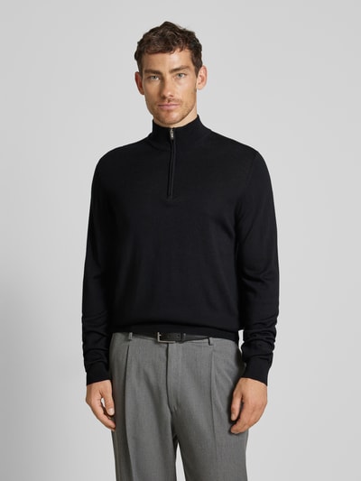 Profuomo Wollpullover mit Troyer-Kragen Black 4