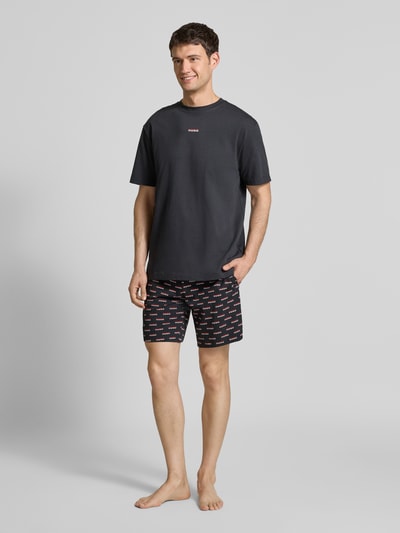 HUGO Shorts aus reiner Baumwolle mit Allover-Logo-Print Black 1
