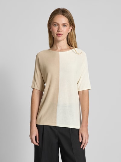 s.Oliver BLACK LABEL Relaxed fit gebreid shirt van pure viscose Zand - 4