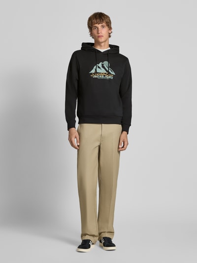 Jack & Jones Hoodie mit Motiv-Print Modell 'SUN' Black 1
