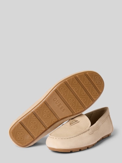Guess Mokasyny skórzane z naszywką z logo model ‘LILAN’ Piaskowy 4