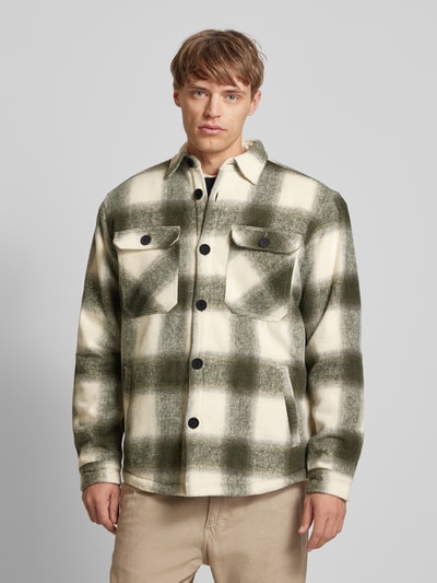 Redefined Rebel Regular fit overhemdjack met opgestikte paspelzakken op de borst Offwhite - 4