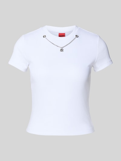 HUGO Slim fit T-shirt van katoenmix, model 'DANNECY' Wit - 2