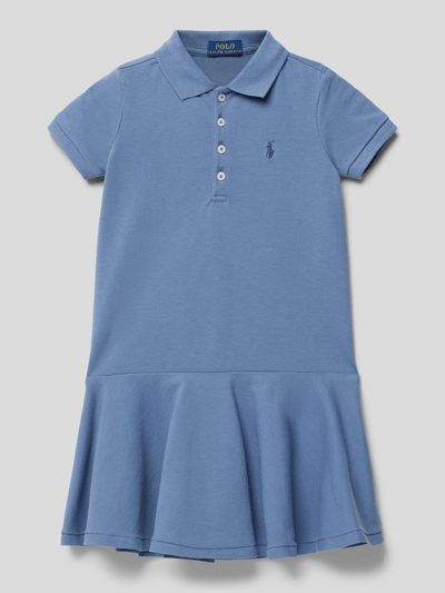 Polo Ralph Lauren Kids Jurk met polokraag, model 'POLO DRES-DRESSES-KNIT' Rookblauw - 1