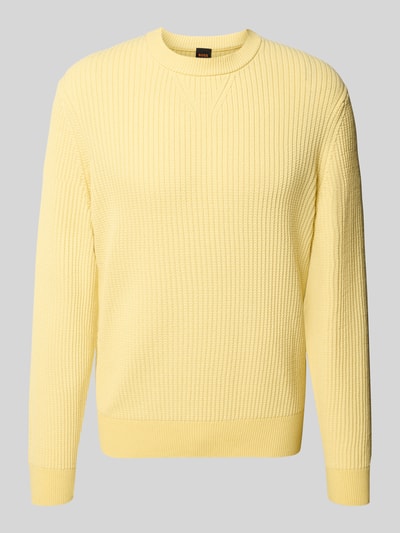 BOSS Orange Regular Fit Strickpullover aus Baumwoll-Mix Modell 'APOKKO' GELB 2