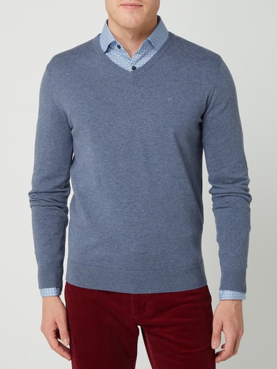 Tom Tailor Gebreide pullover met V-hals Petrol gemêleerd - 4