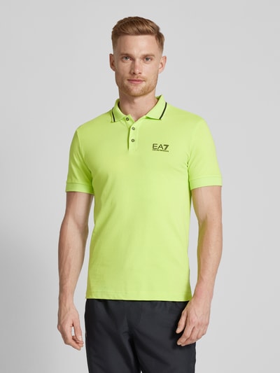 EA7 Emporio Armani Slim Fit Poloshirt mit Label-Print Neon Gruen 4