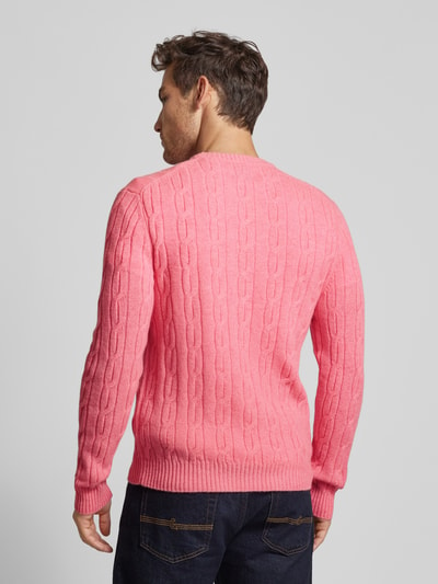 Gant Strickpullover mit Zopfmuster Pink Melange 5