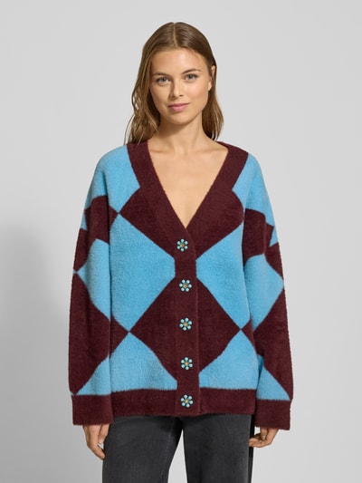 Essentiel Antwerp Oversized gebreid jack met bloemvormige knopen, model 'IWHO' Lichtblauw - 4