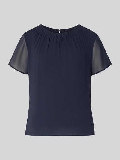 Produktfoto, Regular Fit Blusenshirt mit semitransparenten Ärmeln von s.Oliver BLACK LABEL, jednolity kolor, krój regular fit, okrągły dekolt, krótki rękaw, szyfon, damskie